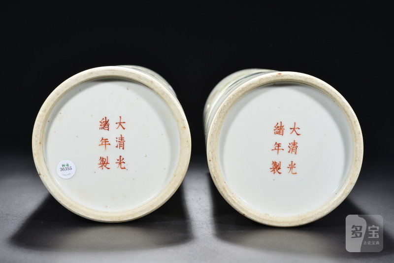 清 粉彩人物故事帽筒（2件） - 图6